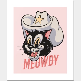 HOWDY MEOWDY | Retro Cartoon Cat Mascot Design Posters and Art